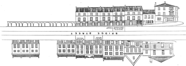 Bridge Street, Sydney, with the corner of George Street at right; Fowles's Sydney in 1848