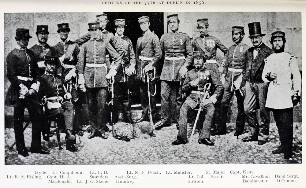 Pompeo Cavallini and James Connor with officers of the 77th, Dublin, 1856