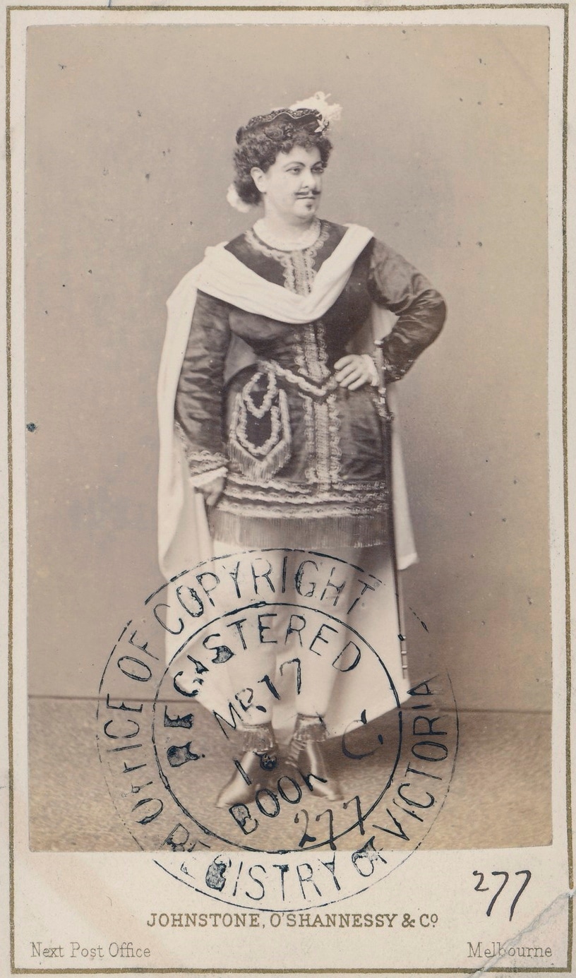 Lucy Chambers as Maffeo Orsini, Melbourne, 1870 (State Library of Victoria)