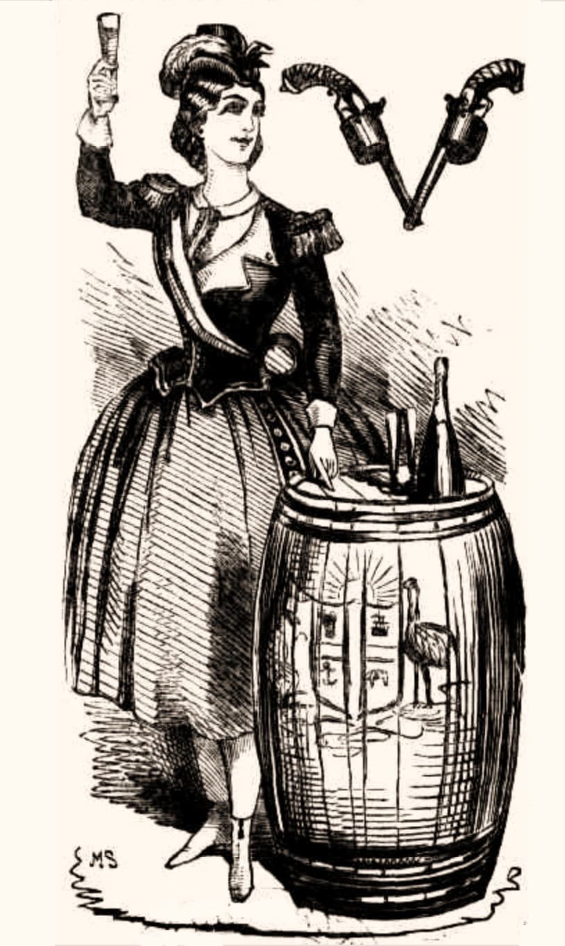 Lady Don, caricature by M. S. (Monty Scott), Melbourne Punch (24 November 1864), 2