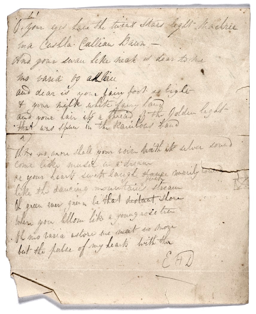 Eliza Hamilton Dunlop, poem draft, Milsom papers, State Library of New South Wales