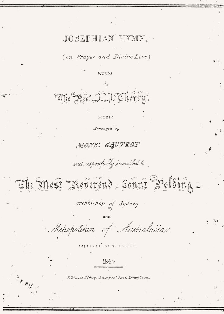 Josephian hymn, Gautrot (Hobart: Bluett, 1844), cover