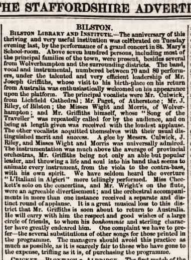 BILSTON LIBRARY AND INSTITUTE, Staffordshire Advertiser (26 June 1852), 5