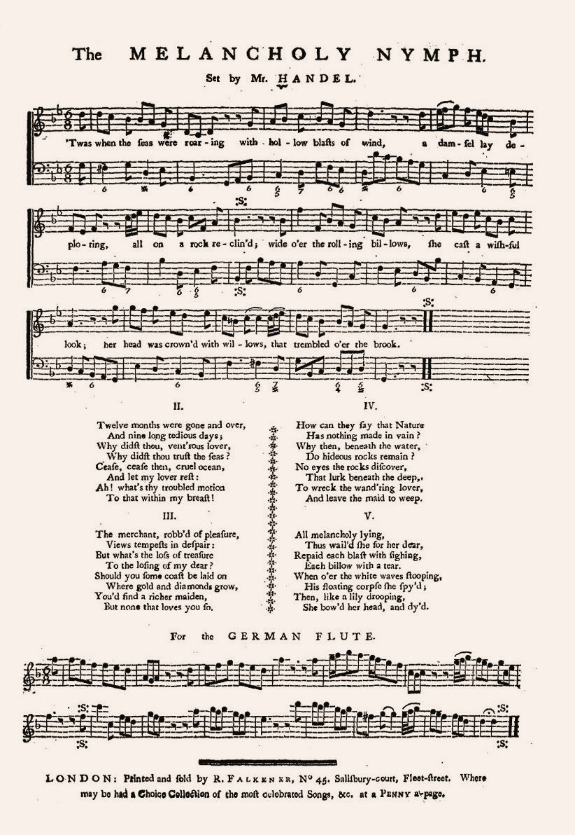 The melancholy nymph, set by Mr. Handel (London: R. Falkener, [? 1770s])