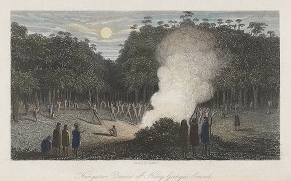 Kangaroo dance of King George's Sound (plate from Eyre 1845)