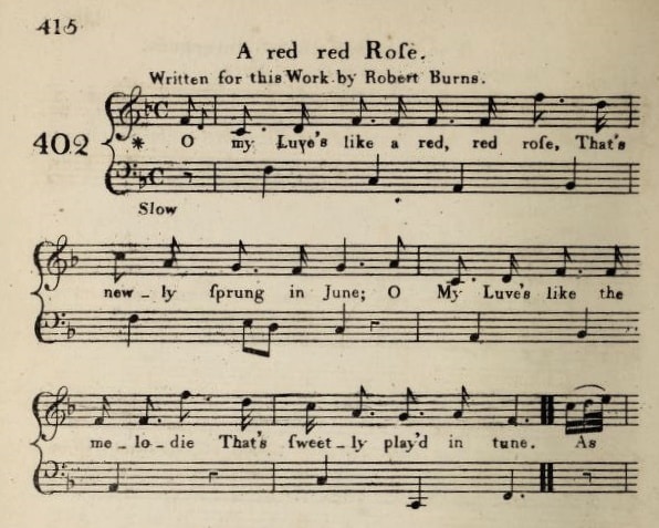 My love is like the red, red rose, The Scots musical museum, vol. 5, page 415