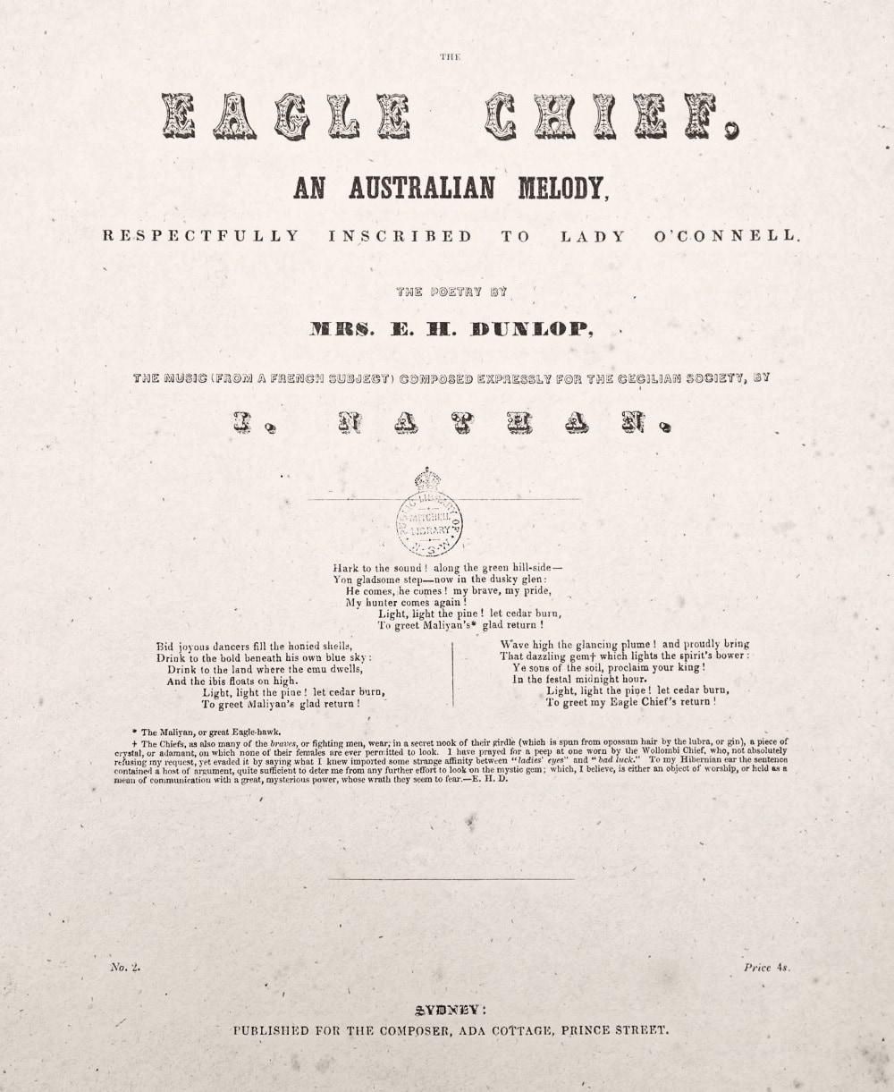The eagle chief (Dunlop and Nathan 1842), cover; State Library of New South Wales
