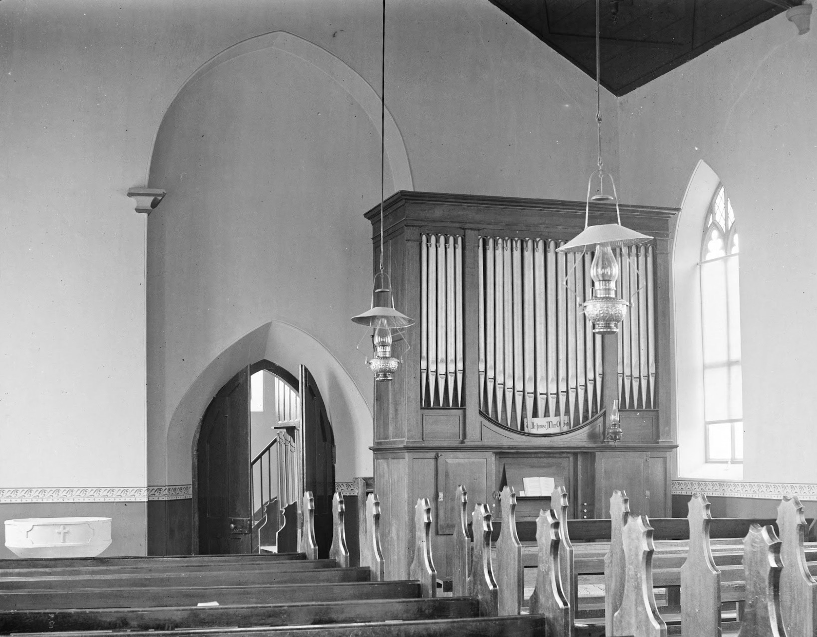 Organ, by John Gray of London, 1824, installed in St. David's, Hobart, 1825, as later pictured at St. Matthew's, Rokeby