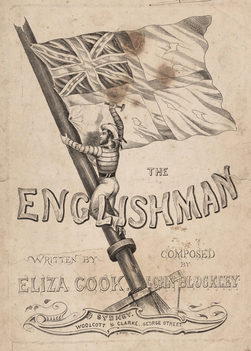 Archibald Park's cover for The Englishman (Sydney: Woolcott and Clarke, c. 1855)
