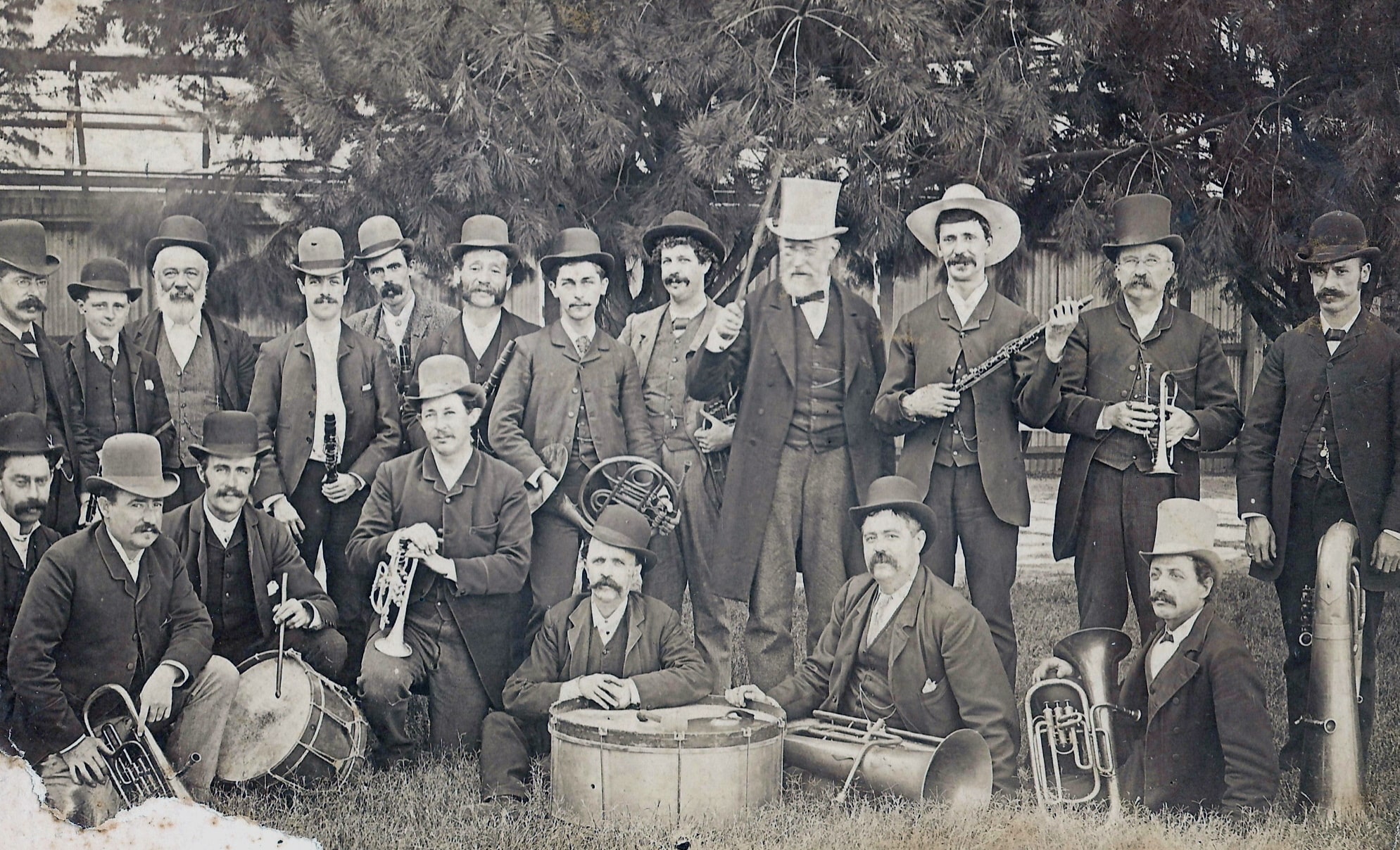 Adam Plock (with baton, standing centre right) and bandsmen, Melbourne, c. 1890