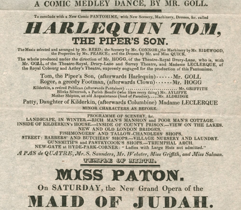 [Playbill], Theatre Royal, Bath, 15 January 1830 (detail)