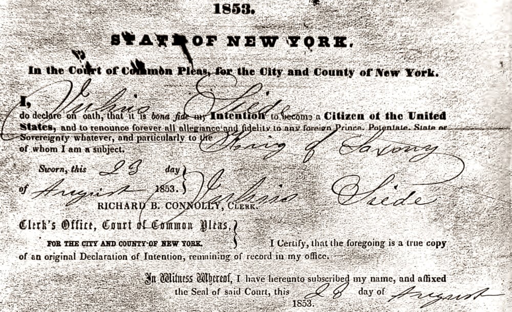 New York, Court of Common Pleas, Julius Siede, 23 August 1853